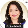  ??  ?? Dr Shazia Malik