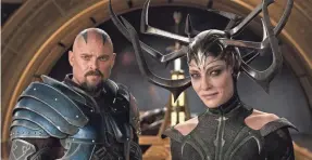  ??  ?? Karl Urban, Cate Blanchett and “Thor: Ragnarok” took No. 1 for a second straight week and has now racked up more than $211 million in the USA. MARVEL STUDIOS