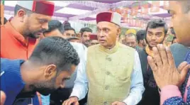  ?? ANIL DAYAL/HT ?? The Bharatiya Janata Party decided to fall back on Prem Kumar Dhumal, a twotime chief minister with a mass base, to counter Congress CM Virbhadra Singh’s appeal.