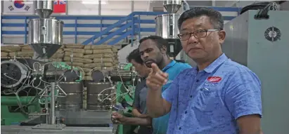  ?? Photo: Karalaini Tavi ?? Donghae Industrial (Fiji) PTE Limited Aslon managing director, Dong Jae at their factory in Laucala Beach industrial zone on January 10, 2018.