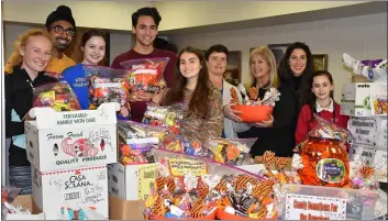  ?? SUBMITTED PHOTO ?? Students from Marple Newtown High School join with Laureen Zbyszinski of St. Luke’s Greek Church in Broomall, Patti and Gabrielle Bruno, founders of CandyCare, and Clare McLaughlin of Newtown Square to help with the 2018candy collection.