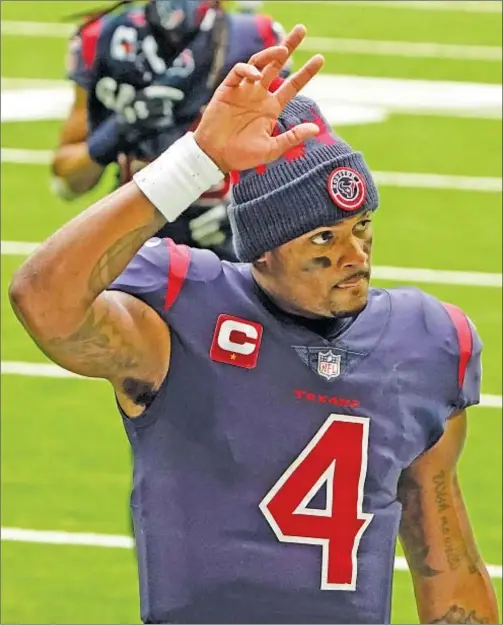 ?? AP PHOTO ?? Deshaun Watson wants out of Houston, and reportedly Jets are among, if not his top pick, as his preferred team.