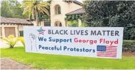  ?? DON JURAVIN ?? Bella Collina resident Don Juravin said community authoritie­s want him to take down a sign he put up supporting protesters and the Black Lives Matter movement.