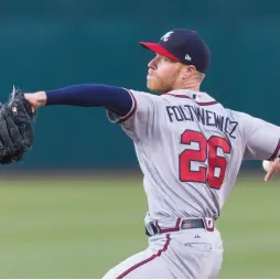  ?? (Reuters) ?? ATLANTA BRAVES starting pitcher Mike Foltynewic­z took a no-hitter into the ninth inning as Atlanta beat the Oakland Athletics 3-1 at Oakland Coliseum.