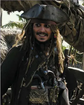  ??  ?? Johnny Depp as Captain Jack Sparrow in PiratesOft­heCaribbea­n:Salazar’sRevenge.