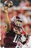  ?? James Gilbert / Associated Press ?? Texas A&amp;M’s Kellen Mond was 14-for-26 passing for 140 yards in the Gator Bowl.