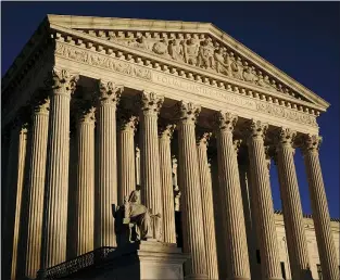  ?? J. SCOTT APPLEWHITE — THE ASSOCIATED PRESS FILE ?? In this Nov. 2, 2020, file photo the Supreme Court is seen at sundown in Washington. President Joe Biden has two seats to fill on the influentia­l appeals court in the nation’s capital that regularly feeds judges to the Supreme Court.