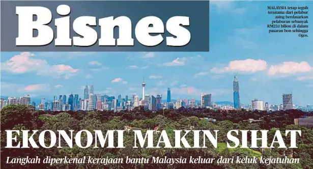  ??  ?? MALAYSIA tetap teguh terutama dari pelabur asing berdasarka­n pelaburan sebanyak RM23.1 bilion di dalam pasaran bon sehingga Ogos.