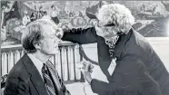  ?? THE WHITE HOUSE VIA THE NEW YORK TIMES ?? A White House photo shows Lillian Brown in 1977 preparing President Jimmy Carter for a television appearance.