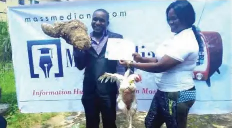  ??  ?? Best Somadina received his rewards as the Mass Communicat­ion Best Graduating Student from Chukwuemek­a Odumegwu Ojukwu University (COOU), formerly known as Anambra State University in 2017. The photograph went viral recently