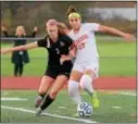  ?? GREGG SLABODA — TRENTONIAN FILE PHOTO ?? Allentown’s Vanessa Rodriguez, right, had a pair of goals in her team’s 3-0win over Freehold Borough on Thursday afternoon.