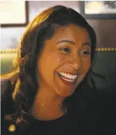  ?? Santiago Mejia / The Chronicle ?? Mayor-elect London Breed takes her position as role model seriously.