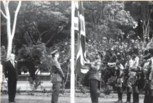  ??  ?? The Union Jack came down for the last time at midnight on April 17, 1980 to be replaced by the Zimbabwean flag and a new constituti­onal order