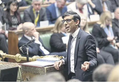  ?? ?? Rishi Sunak speaking at Prime Minister’s Questions during which he accused Sir Keir Starmer of having difficulty in ‘defining a woman’