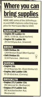  ??  ?? Engine 95/ Ladder 36: EMS Station 26: EMS Station 55: Engine 316: Engine 289/Ladder 138: Engine 271/Ladder 124: Engine 277/Ladder 112: