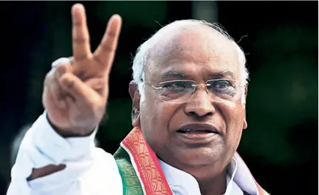  ?? ?? MALLIKARJU­N KHARGE after being elected as the new Congress president, on October 19 in New Delhi.