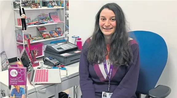  ??  ?? Mariana Tayar works in Ninewells gift shops while she completes her language course.