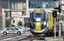  ?? LANNIS WATERS / THE PALM BEACH POST ?? A lawsuit filed Friday in Miami alleges All Aboard asked Sprint to move fiber optic lines before the launch of the Brightline rail service between Miami and West Palm Beach.