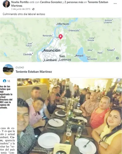  ?? ?? Alberto Núñez Godoy, Noelia Portillo, Carolina González y el titular del JEM, Orlando Arévalo. Fue en diciembre del 2017 en una cena de fin de año de la empresa Zielanko SA.