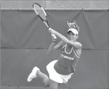  ?? KATHY CAFAZZO / Florida Athletics ?? Florida’s McCartney Kessler hits a return during a match earlier this season.