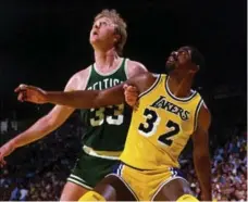  ?? ANDREW D. BERNSTEIN/GETTY IMAGES FILE PHOTO ?? The Larry Bird-led Celtics and Magic Johnson’s Lakers were far from friendly in their three-final unholy trilogy . . . until it was over.