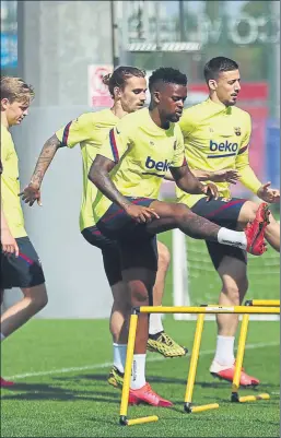  ?? FOTO: FCB ?? Los entrenamie­ntos del Barça, como del resto de clubs, aún son por grupos