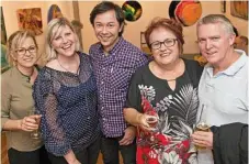  ??  ?? Ready for a terrific show at the Toowoomba Repertory Theatre are (from left) Lorraine Robinson, Anna Tan, Andrew Tan, Christine Mills and Peter Robinson.