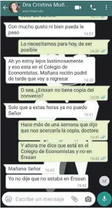  ??  ?? La presidenta de Erssan dijo que no podía entregar el contrato porque estaba “lejos”.