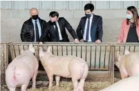  ?? LUDOVIC MARIN THE ASSOCIATED PRESS ?? French Agricultur­e Minister Julien Denormandi­e, second from right, accuses Lyon of “putting ideology in our children’s plates.”