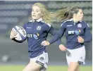  ??  ?? Jenny Maxwell in action for Scotland. Photo courtesy of Scottish Rugby/SNS Group