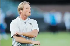  ?? THE ASSOCIATED PRESS ?? After a 10-year hiatus in the TV booth, Jon Gruden is back for a second stint as head coach of the Oakland Raiders.