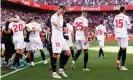  ?? Photograph: Pressinpho­to/Shuttersto­ck ?? Ivan Rakitic celebrates after firing Sevilla in front from the penalty spot.