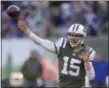 ?? BILL KOSTROUN - THE ASSOCIATED PRESS ?? FILE - In this Nov. 11, 2018file photo, New York Jets quarterbac­k Josh McCown (15) passes during the second half of an NFL football game against the Buffalo Bills in East Rutherford, N.J.