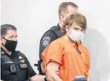  ?? REUTERS ?? Buffalo shooting suspect, Payton S. Gendron, appears in court accused of killing 10 people in a live-streamed supermarke­t shooting in a Black neighbourh­ood of Buffalo, Thursday.