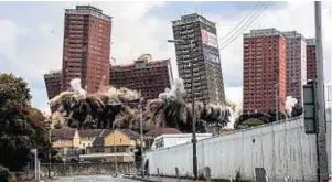  ??  ?? Demolition by Lesley Smith – of the Red Road flats in Glasgow