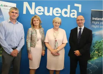  ??  ?? Paul Madden, director, Neueda Technologi­es; Mary Buckley, executive director, IDA Ireland; Minister for business Heather Humphreys; and David Bole, founder of Neueda Technologi­es