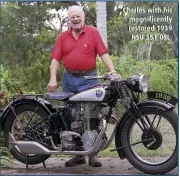  ??  ?? Charles with his magnificen­tly restored 1939 NSU 351 OSL.