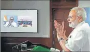  ?? PTI ?? Prime Minister Narendra Modi interacts with Asha, Anganwadi and ANM workers through video conference, in New Delhi, Tuesday,