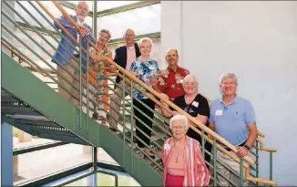  ?? CONTRIBUTE­D BY CHRISTIAN BENAVIDES ?? At the Priscilla Pond Flawn Child & Family Laboratory, former students re-create a photo first taken at the UT preschool in 1948. From left are John Miller, Nancy Williams, Ben Powell, Quita McMath, Danny Kohler, Brenda Balch and Billy Raschke, posing...