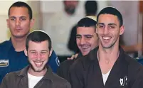  ?? (Ammar Awad/Reuters) ?? CONVICTED ARSONISTS Yitzhak Gabai (front left) and brothers Nahman and Shlomo Twito express no remorse at Jerusalem District Court in 2014.