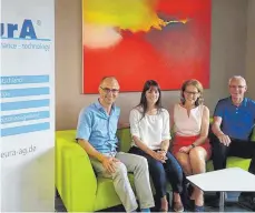  ?? FOTO: R. ?? Die Firma EurA will weiter wachsen. Von links: Personalch­ef Richard Baumann, Nadine Gaugler, Marketing und PR, Vorstandsm­itglied Gabriele Seitz und Oliver Hafner, Innovation und Pojektmana­gement.