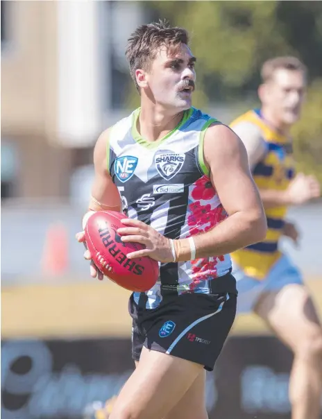  ?? Picture: TJ YELDS/NEAFL ?? Southport captain and former Suns AFL player Andrew Boston in action for the Sharks last year.