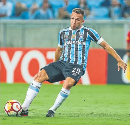  ?? FOTO: GETTY IMAGES ?? Arthur, un seguro de pase en el Gremio. Ahora deberá demostrar su fiabilidad en el Barça