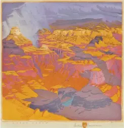  ??  ?? Gustave Baumann (1881-1971), Grand Canyon, woodcut in colors, 12½ x 12½” Estimate: $5/7,000