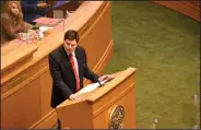  ?? (Arkansas Democrat-Gazette/Staci Vandagriff) ?? “It is entirely too easy to amend our state constituti­on,” Rep. David Ray told lawmakers Thursday. “We shouldn’t amend our constituti­on in just some sort of willy-nilly fashion.”