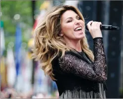  ?? PHOTO BY CHARLES SYKES/INVISION/AP ?? Shania Twain performs on NBC's Today show at Rockefelle­r Plaza on Friday in New York.