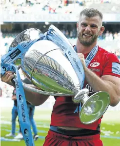  ?? Picture: Action Foto Sport/NurPhoto via Getty Images ?? George Kruis of Saracens shows off the rugby team’s winning ways at Twickenham Stadium in London last year.
