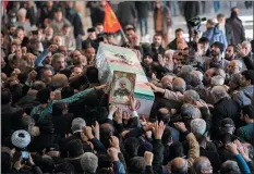  ?? ARASH KHAMOOSHI — THE NEW YORK TIMES ?? A funeral ceremony is held Jan. 5 for Faezeh Rahimi, one of 84 people killed by ISIS-K suicide bombings, in Kerman, in Iran’s capital, Tehran.