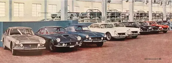  ??  ?? Producción en
serie. A inicios de los años 60 casi el 90 % de los vehículos que salían de Maranello correspond­ían al modelo 250 GTE, como se ve en esta imagen.