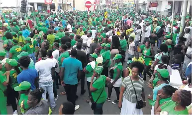  ?? PHOTO BY GARETH DAVIS ?? A section of the large crowd that turned out at the Jamaica Labour Party meeting on Sunday where party leader Andrew Holness presented AnnMarie Vaz as the party’s caretaker for Portland East.